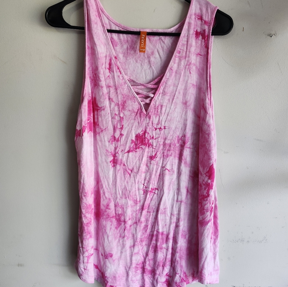 Feirei Pink Tie-Dye Tank Top Size L